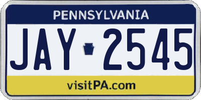 PA license plate JAY2545