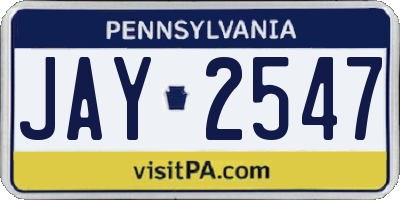 PA license plate JAY2547