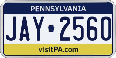 PA license plate JAY2560