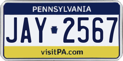 PA license plate JAY2567