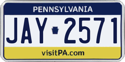 PA license plate JAY2571