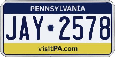 PA license plate JAY2578