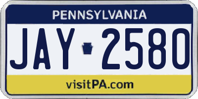 PA license plate JAY2580