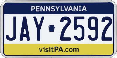 PA license plate JAY2592