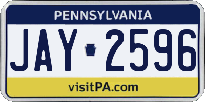 PA license plate JAY2596