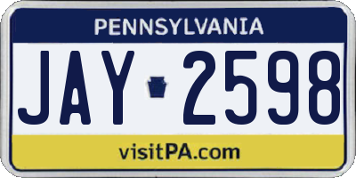 PA license plate JAY2598