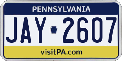PA license plate JAY2607