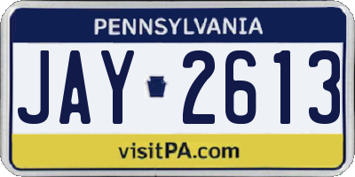 PA license plate JAY2613