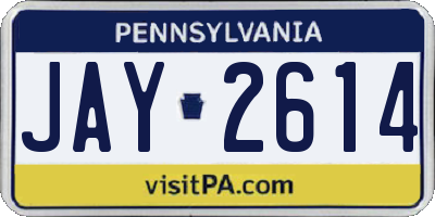 PA license plate JAY2614