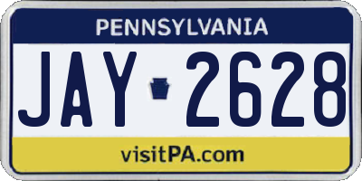 PA license plate JAY2628