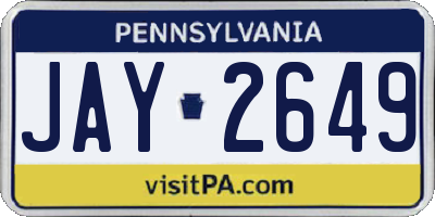 PA license plate JAY2649