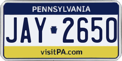 PA license plate JAY2650