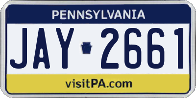 PA license plate JAY2661