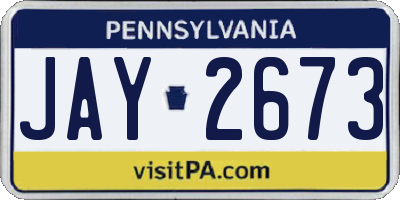 PA license plate JAY2673