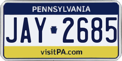 PA license plate JAY2685