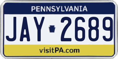 PA license plate JAY2689