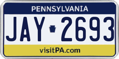 PA license plate JAY2693