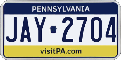PA license plate JAY2704
