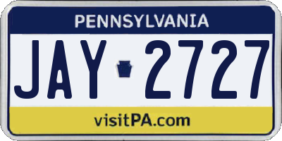 PA license plate JAY2727