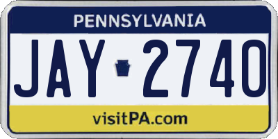 PA license plate JAY2740