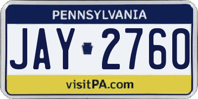 PA license plate JAY2760