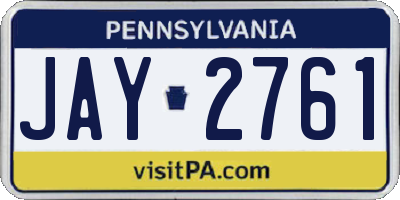 PA license plate JAY2761
