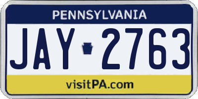 PA license plate JAY2763
