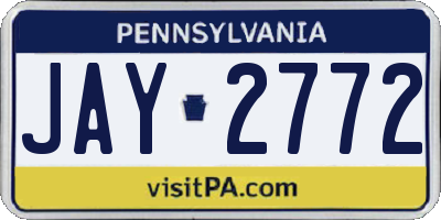 PA license plate JAY2772