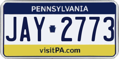 PA license plate JAY2773