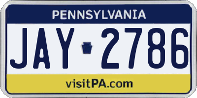 PA license plate JAY2786