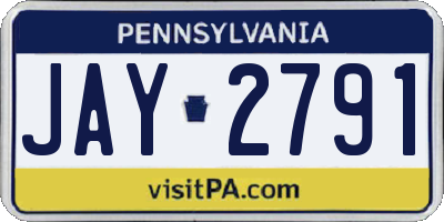 PA license plate JAY2791