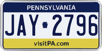 PA license plate JAY2796