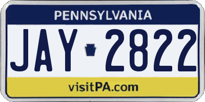 PA license plate JAY2822