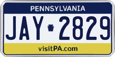PA license plate JAY2829