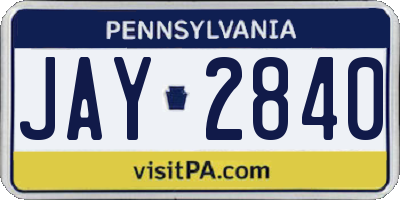PA license plate JAY2840