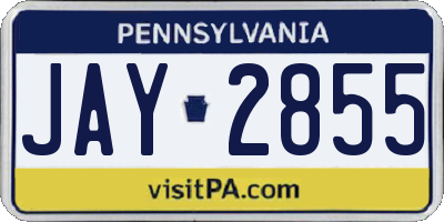 PA license plate JAY2855
