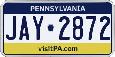 PA license plate JAY2872
