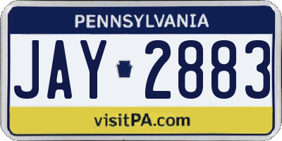 PA license plate JAY2883