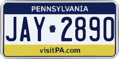 PA license plate JAY2890