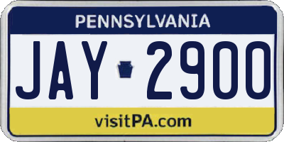 PA license plate JAY2900