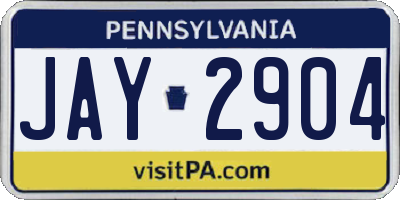 PA license plate JAY2904