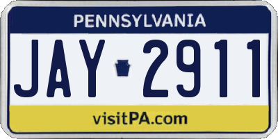 PA license plate JAY2911
