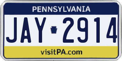 PA license plate JAY2914