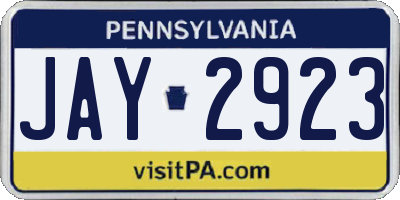 PA license plate JAY2923