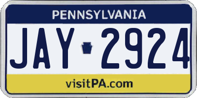 PA license plate JAY2924
