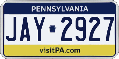 PA license plate JAY2927