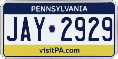 PA license plate JAY2929
