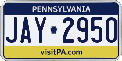 PA license plate JAY2950