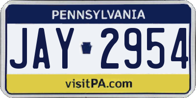 PA license plate JAY2954