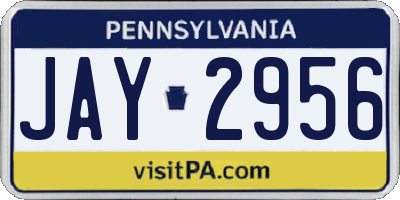 PA license plate JAY2956
